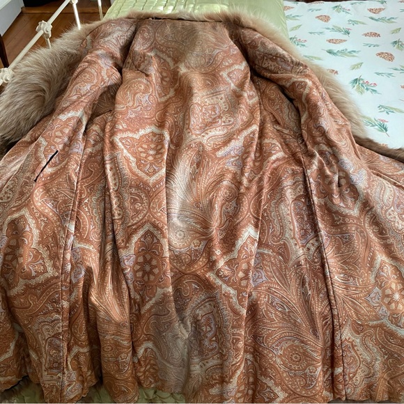 Vintage Mink Jacket Coat with Suede Tie Front Brown with Blond Collar & Cuffs - Picture 13 of 14